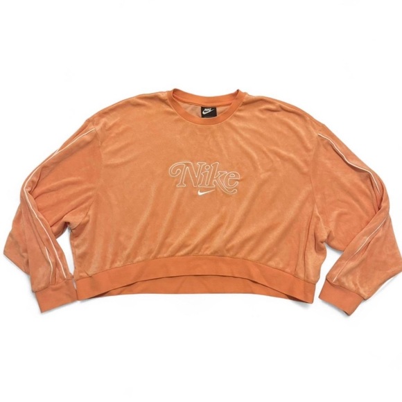 Nike Womens Nike orange Retro Femme Terry crewneck Cropped sweater - Picture 1 of 4